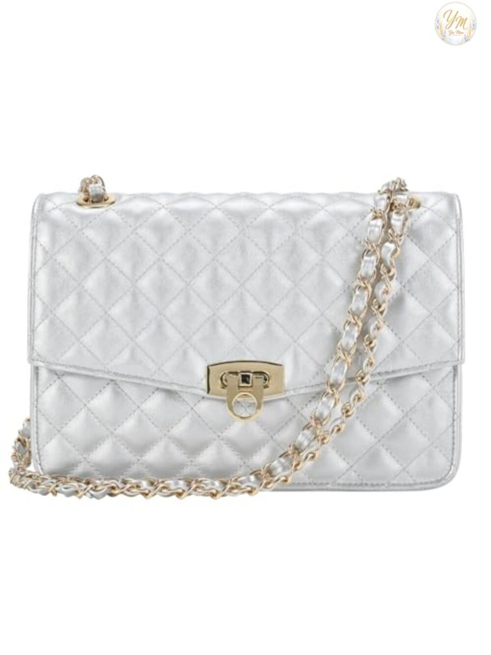 Quilted Medium Shoulder Crossbody Bag Vegan Leather Women's Purse